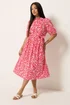 M&Co Petite Red Ditsy Floral Print Dress - 16 Image 2