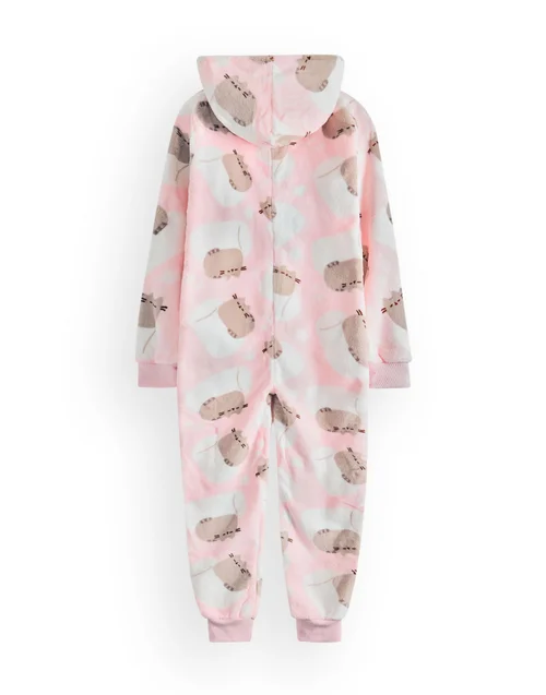 Pusheen Girls Pink All-Over Print With Novelty Ears Onesie (9-14 Years) - 11-12 Yrs Image 2