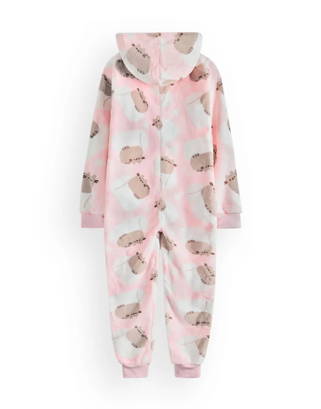 Pusheen Girls Pink All-Over Print With Novelty Ears Onesie (9-14 Years)