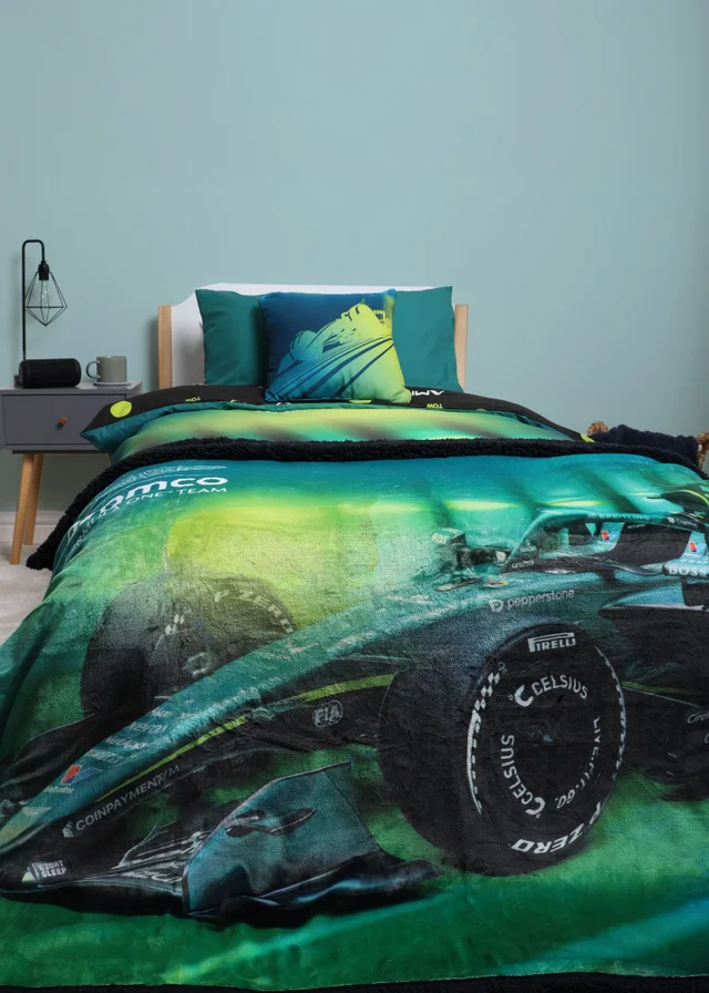 Aston Martin F1 Green Sherpa Backed Fleece Blanket