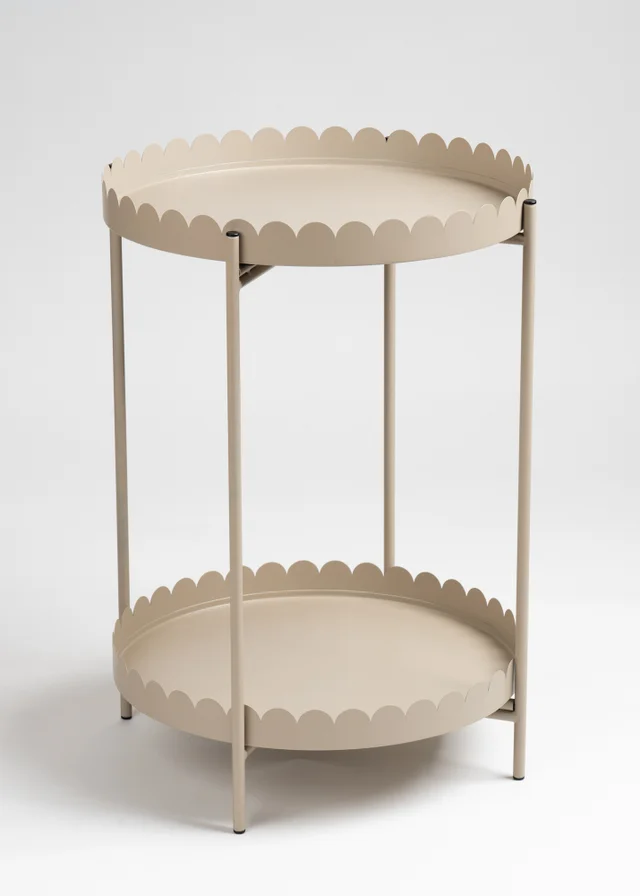 Scottish Everlastings Greige Round Scallop Table