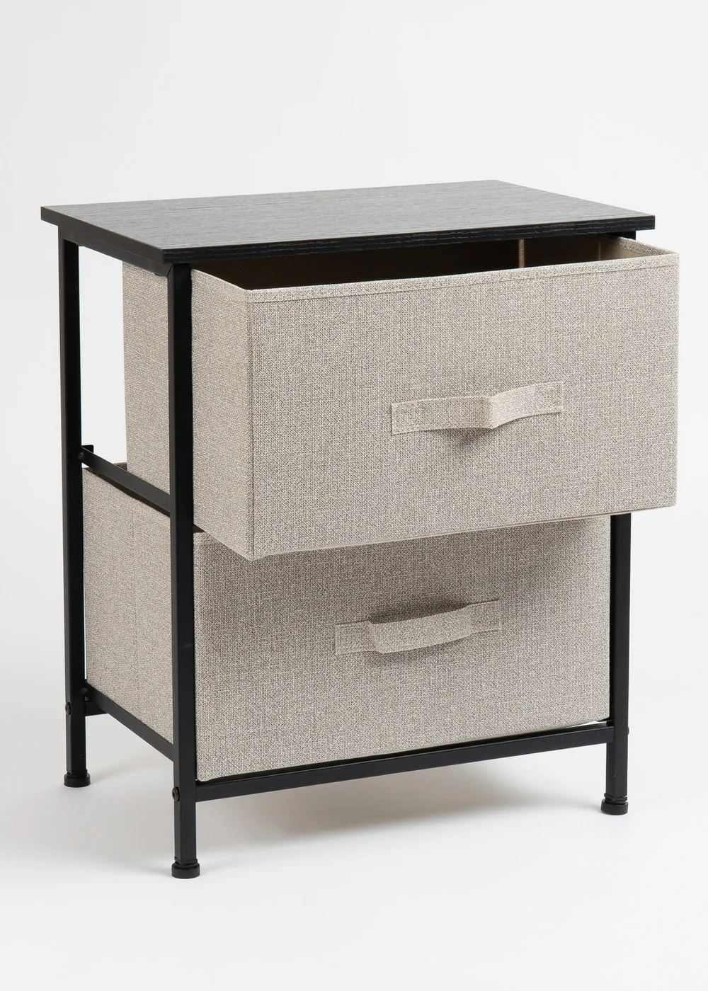Scottish Everlastings 2 Drawer Black Cabinet with Beige Fabric Drawers - One Size Image 3