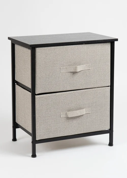Scottish Everlastings 2 Drawer Black Cabinet with Beige Fabric Drawers - One Size Image 2