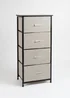 Scottish Everlastings 4 Drawer Black Cabinet with Beige Fabric Drawers - One Size Image 2