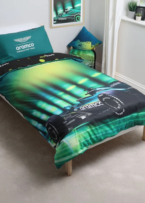 Aston Martin F1 Green Single Duvet Cover Set - Single Image 2