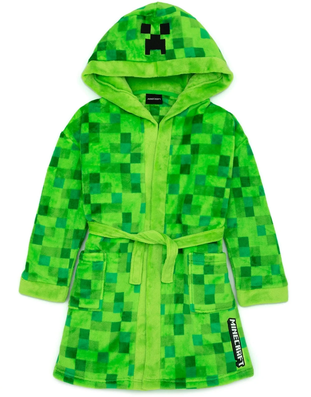 Minecraft Unisex Kids Green Pixel Creeper Novelty Print Bathrobe (5-14 Years) - 5-6 Yrs Image 1