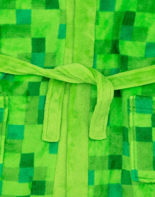 Minecraft Unisex Kids Green Pixel Creeper Novelty Print Bathrobe (5-14 Years) - 5-6 Yrs Image 3