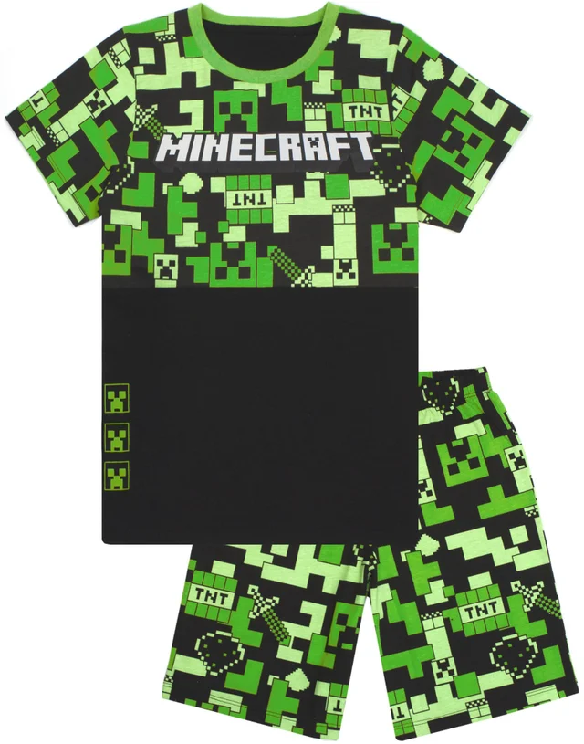 Minecraft Boys Green Camo Short Sleeve Short Leg Pyjama Set (10-11 Years)