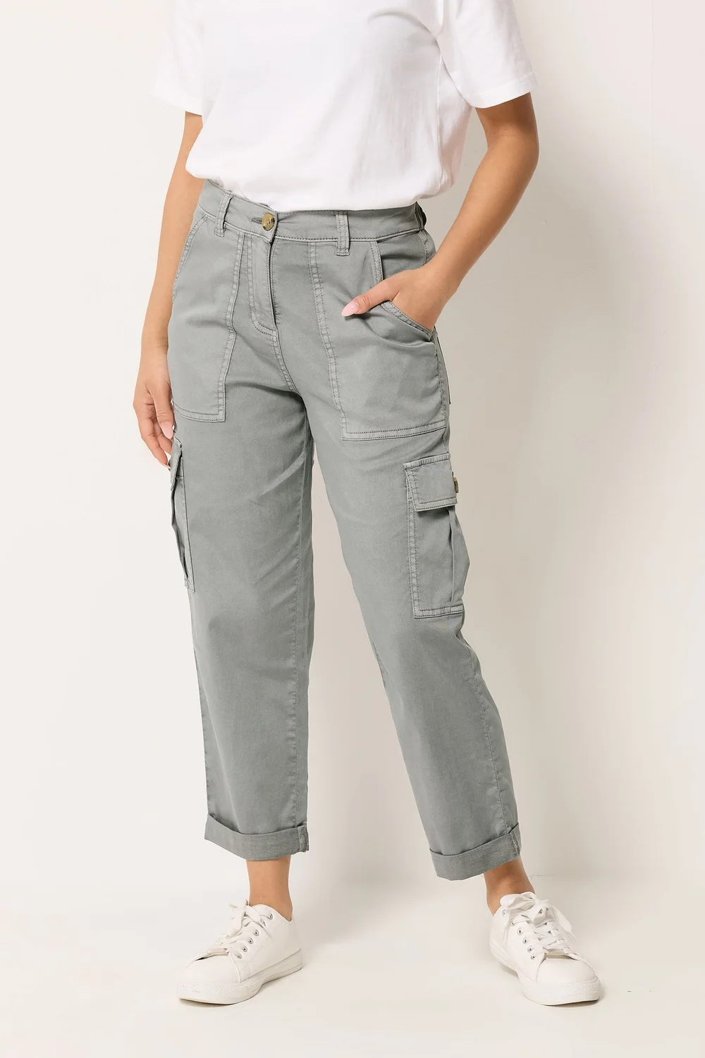 M&Co Petite Grey Cargo Trousers - 18 Image 1