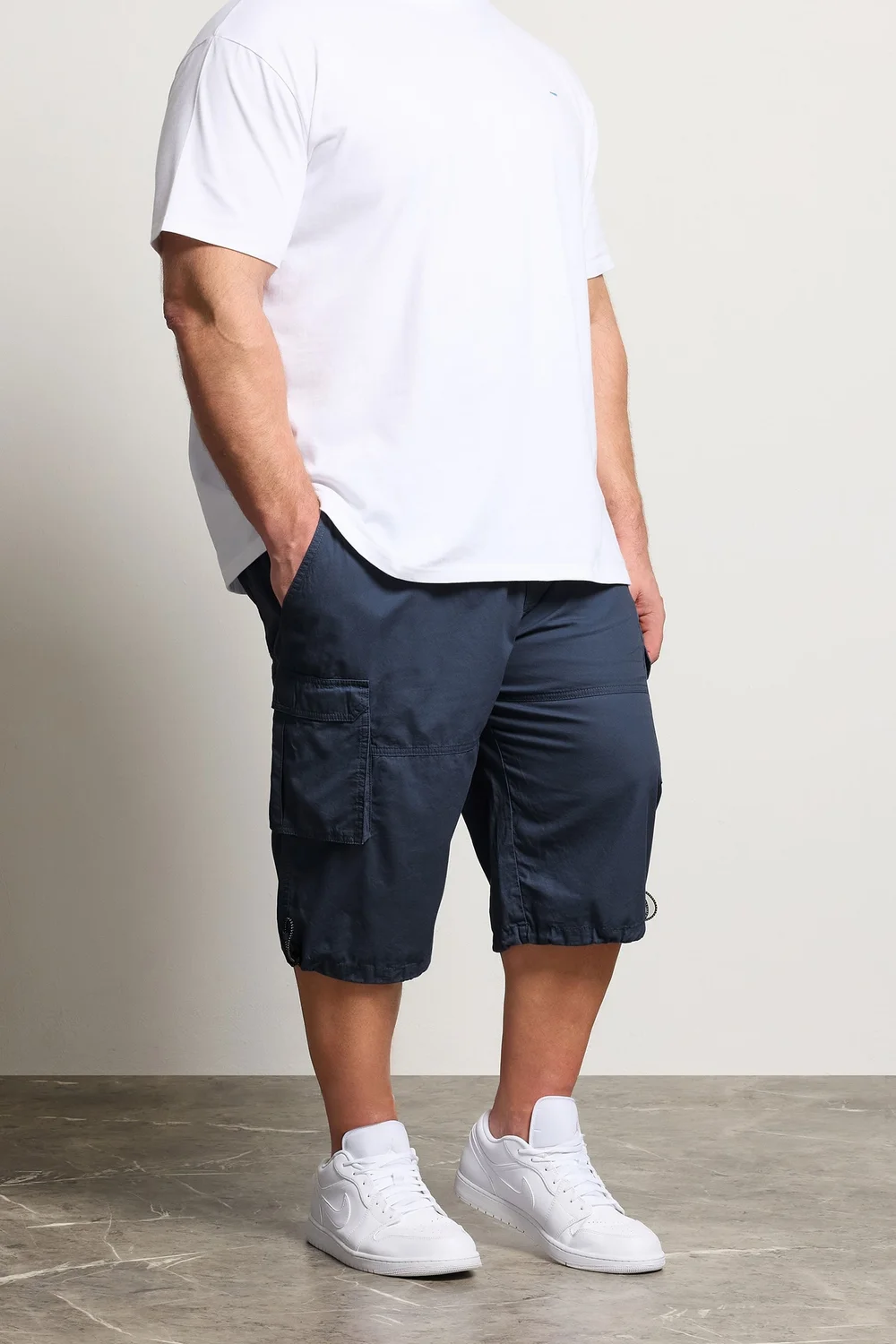 BadRhino Navy Blue Long Length Cargo Shorts - 5-6XL Image 2