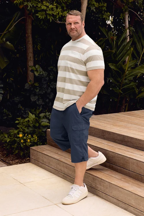 BadRhino Navy Blue Long Length Cargo Shorts - 5-6XL Image 1