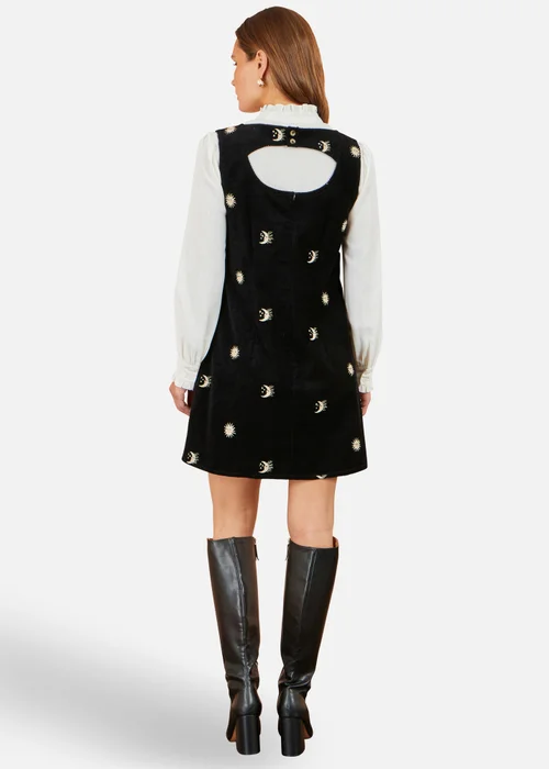 Yumi Black Cotton Cosmic Cord Pinafore dress - 8 Image 3
