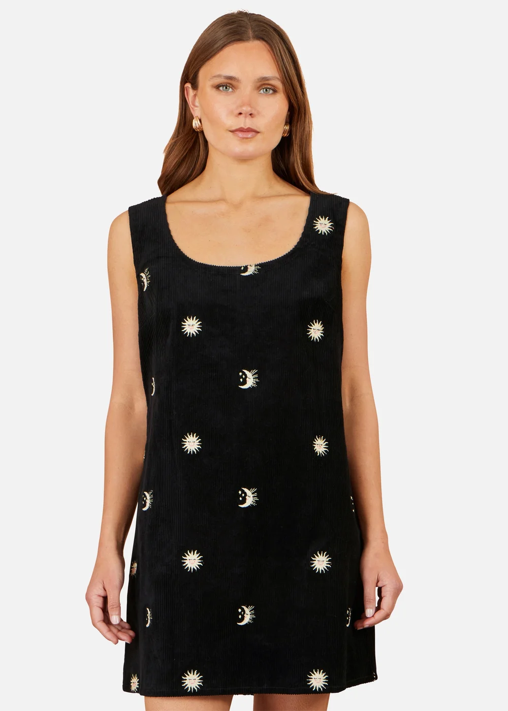 Yumi Black Cotton Cosmic Cord Pinafore dress - 8 Image 2