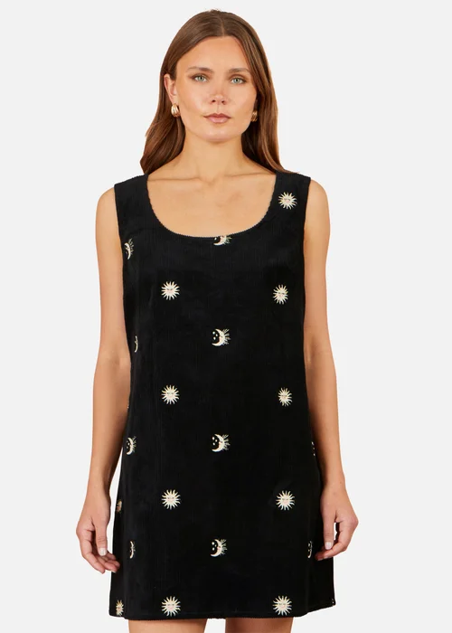 Yumi Black Cotton Cosmic Cord Pinafore dress - 8 Image 2