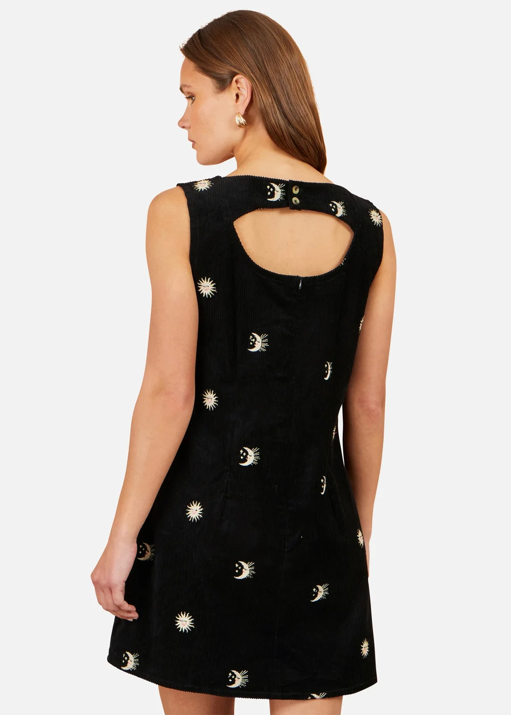 Yumi Black Cotton Cosmic Cord Pinafore dress - 8 Image 4