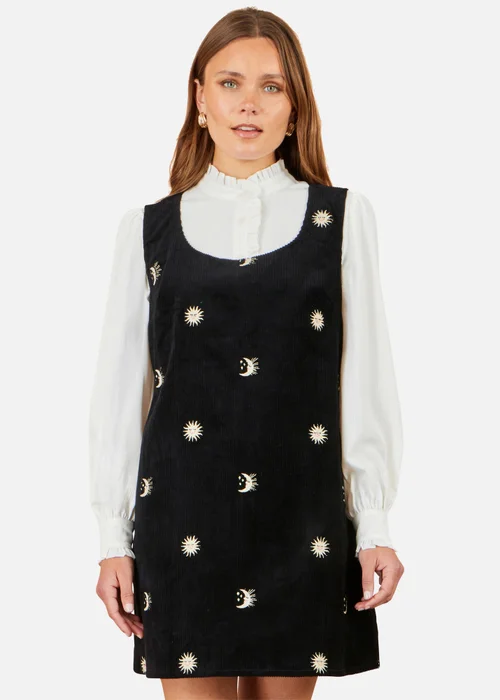 Yumi Black Cotton Cosmic Cord Pinafore dress - 8 Image 1