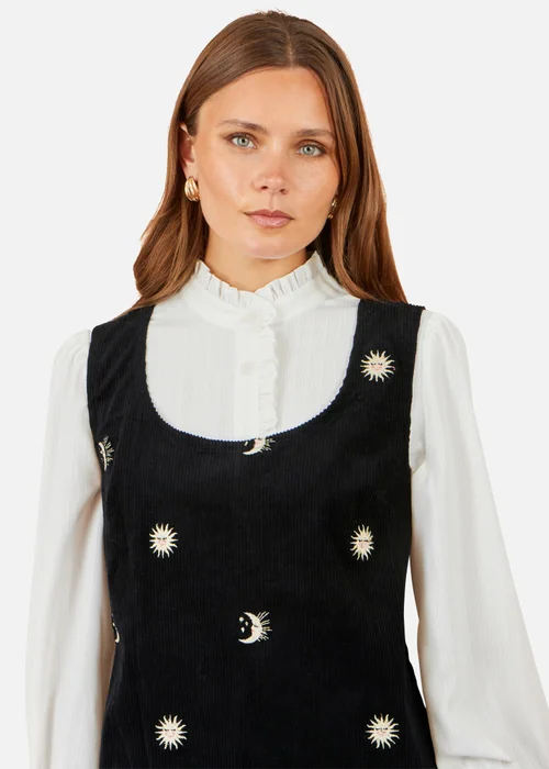 Yumi Black Cotton Cosmic Cord Pinafore dress - 8 Image 5