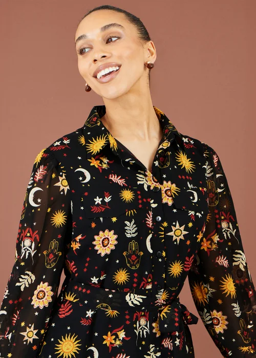 Yumi Black Cosmic Midi Shirt Dress - 20 Image 5