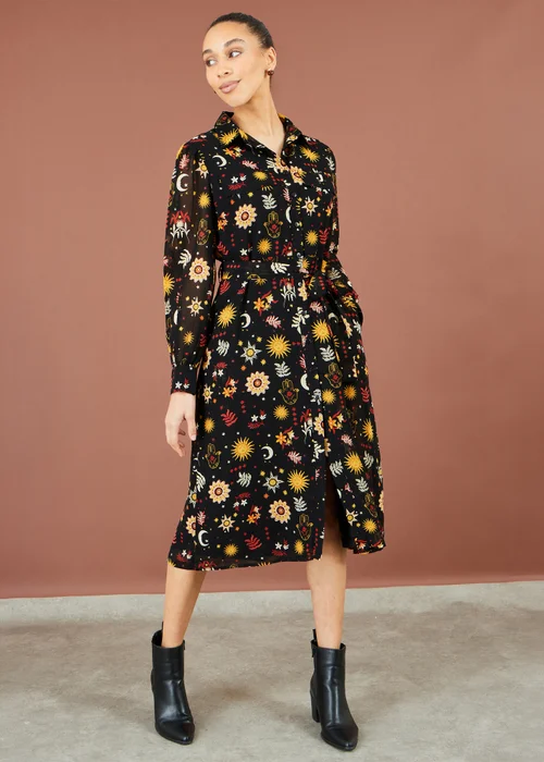 Yumi Black Cosmic Midi Shirt Dress - 20 Image 2