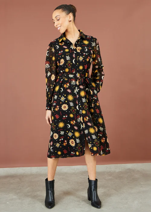 Yumi Black Cosmic Midi Shirt Dress - 20 Image 3