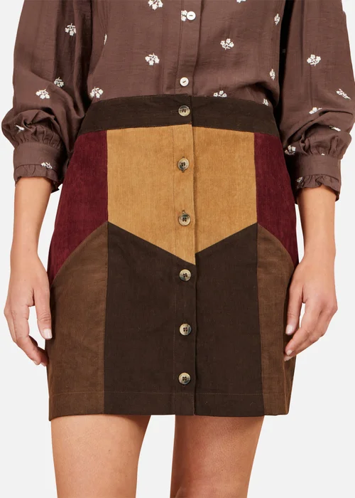 Yumi Multicolour Patchwork Cord Mini Skirt - 8 Image 3