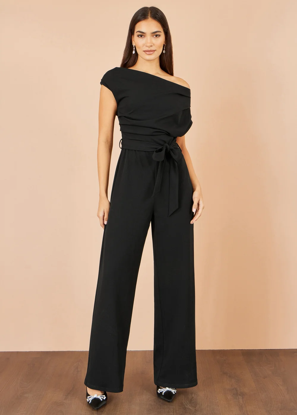 Yumi Black Ruched Stretch Jumpsuit - 16 Image 2