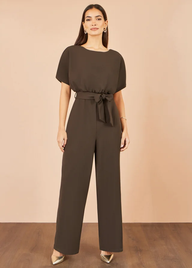 Yumi Brown Batwing Stretch Jumpsuit