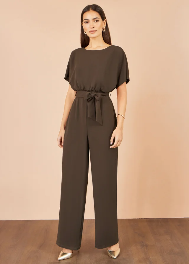 Yumi Brown Batwing Stretch Jumpsuit
