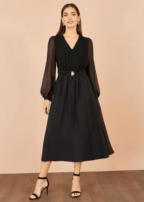 Yumi Black Midi Dress With Buckle Detail - 14 Image 2