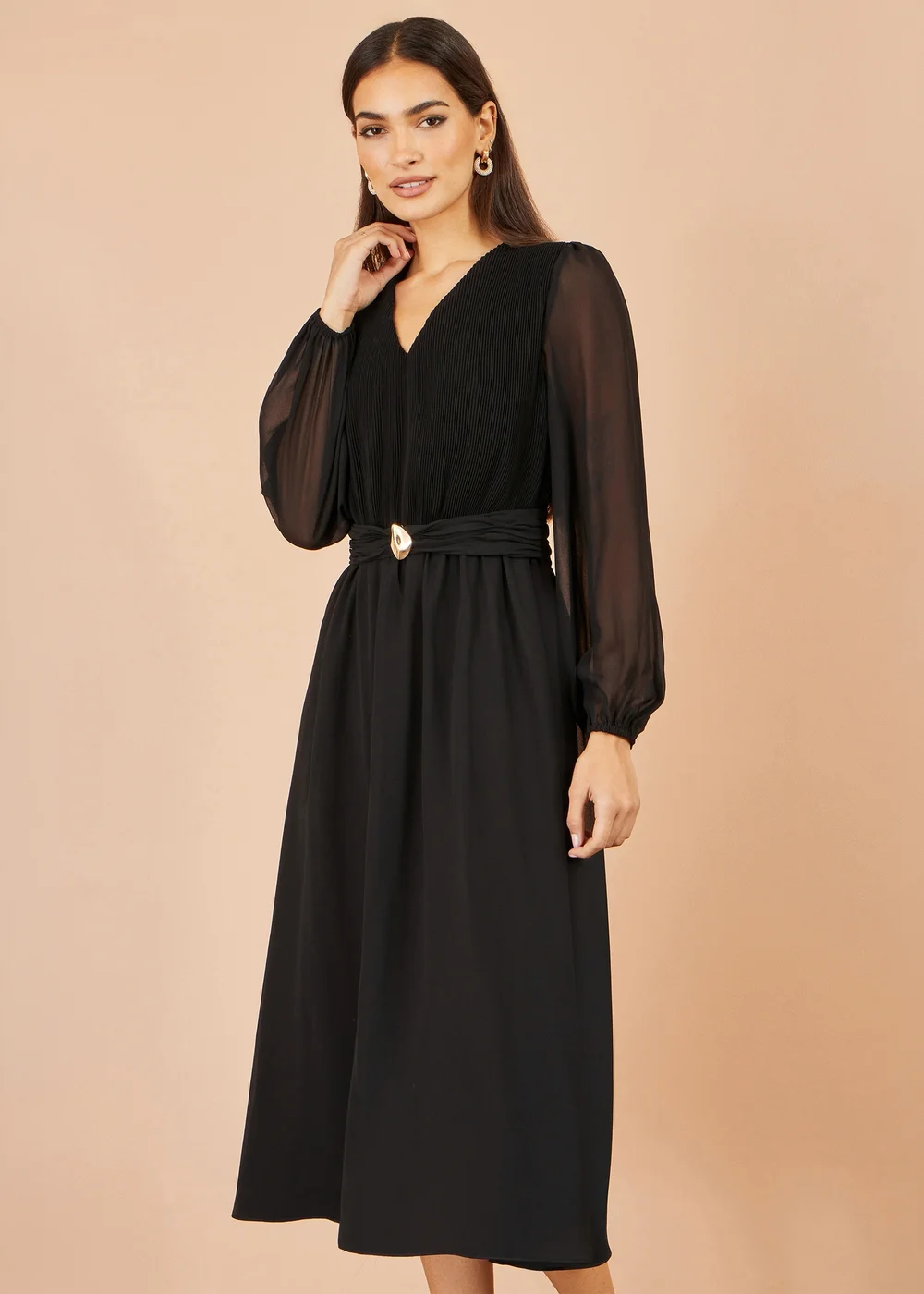 Yumi Black Midi Dress With Buckle Detail - 14 Image 1