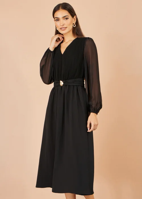 Yumi Black Midi Dress With Buckle Detail - 14 Image 1