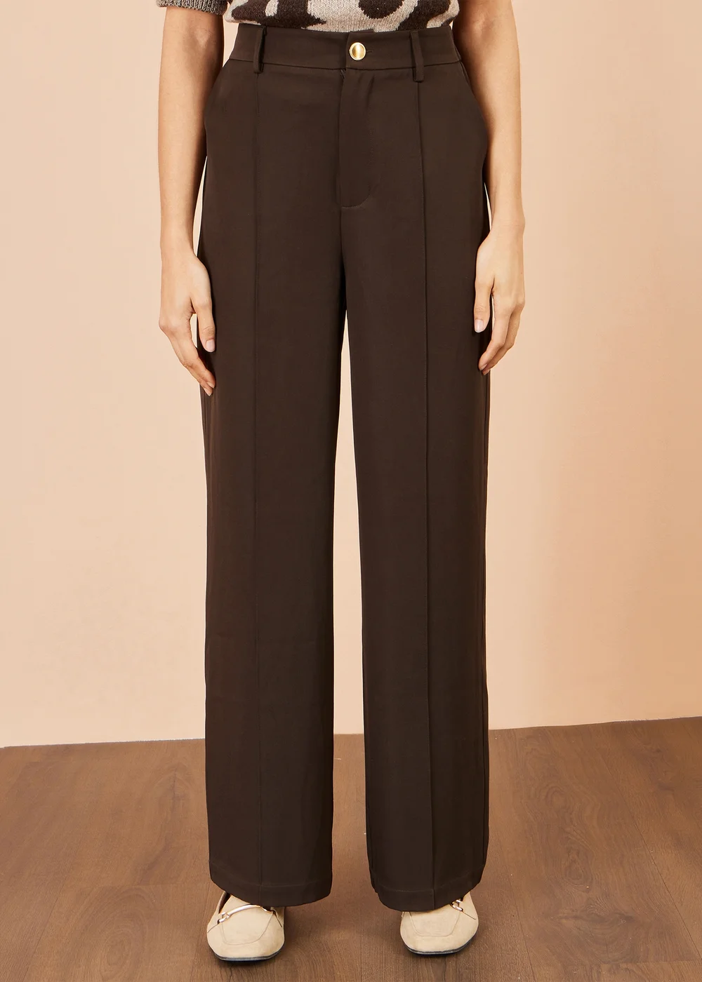 Yumi Brown Wide Leg Stretch Trousers - 12 Image 1