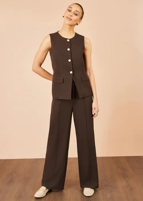Yumi Brown Wide Leg Stretch Trousers - 12 Image 2