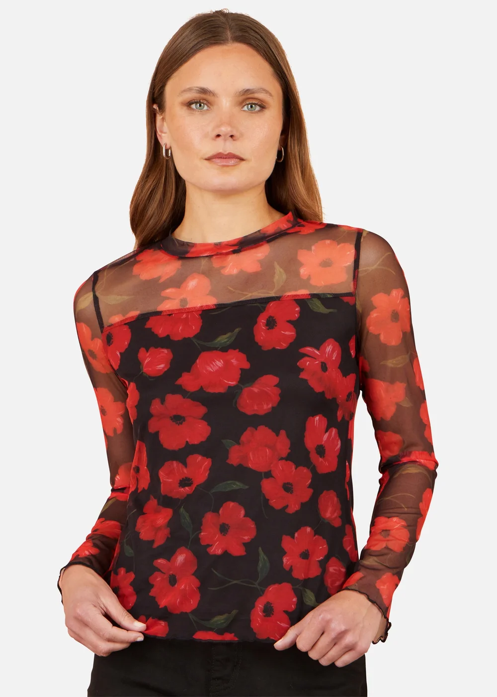 Yumi Black Poppy Mesh Top - 16 Image 1