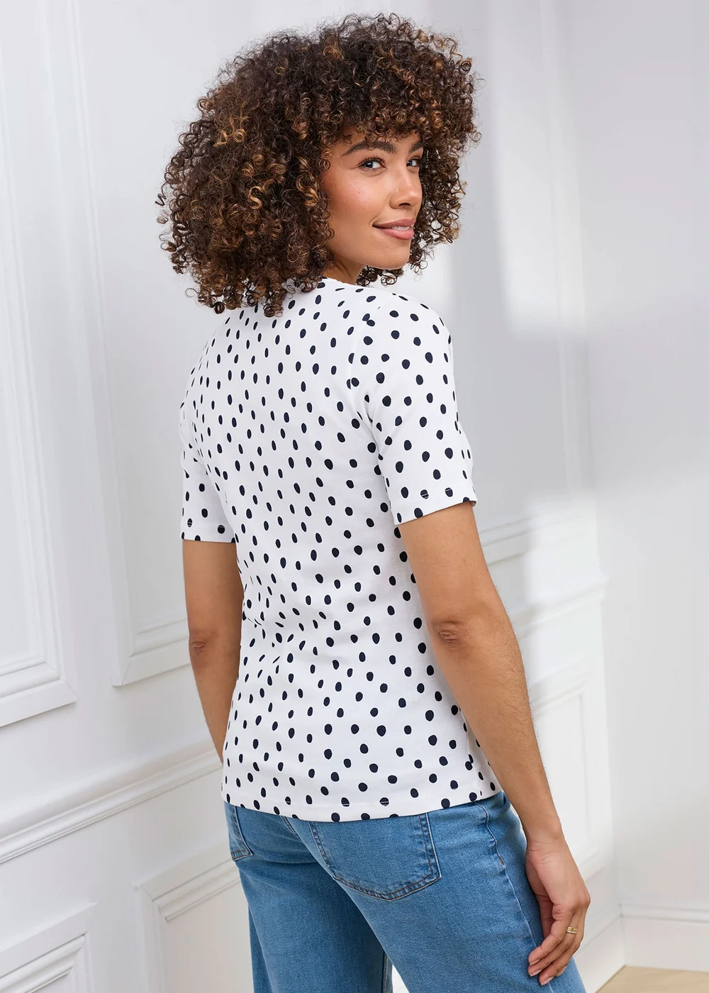 Cotton Traders White Wrinkle Free Short Sleeve Spot Scoop Neck Top - 18 Image 3