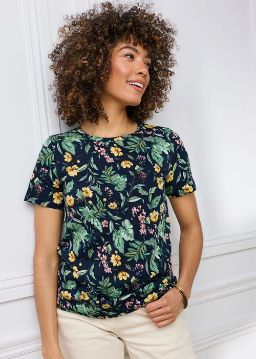 Cotton Traders Navy Short Sleeve Printed T-Shirt - 8 Image 2