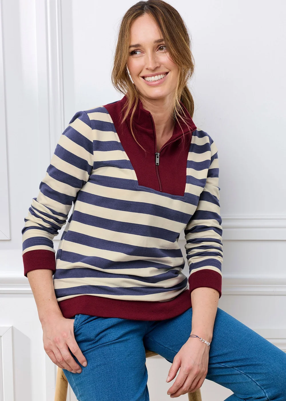 Cotton Traders Airforce Zip Neck Sweatshirt - 12 Image 1