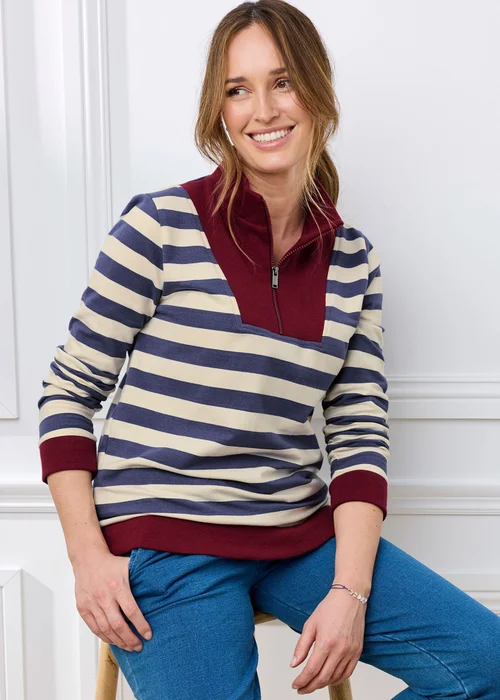 Cotton Traders Airforce Zip Neck Sweatshirt - 12 Image 1