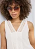 Cotton Traders Ivory Lace Trim Crinkle Vest - 12 Image 4