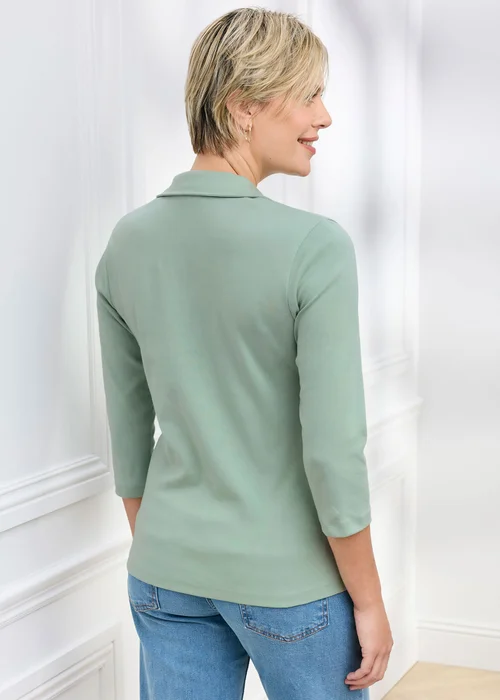 Cotton Traders Iced Mint Wrinkle Free 3/4 Collared Polo Top - 26 Image 3