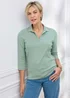 Cotton Traders Iced Mint Wrinkle Free 3/4 Collared Polo Top - 26 Image 1
