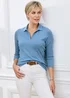 Cotton Traders Cornflower Blue Wrinkle Free 3/4 Collared Polo Top - 14 Image 2