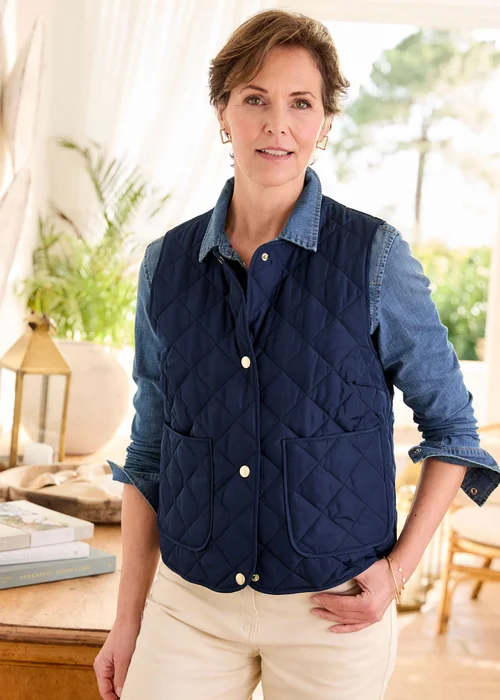 Cotton Traders Navy Quilted Gilet - 16 Image 2