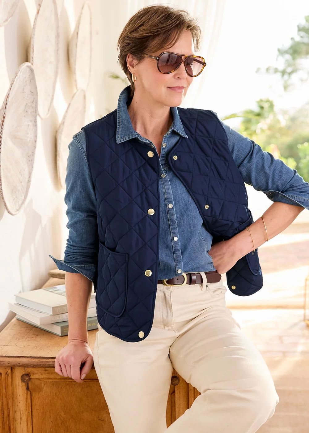 Cotton Traders Navy Quilted Gilet - 16 Image 1