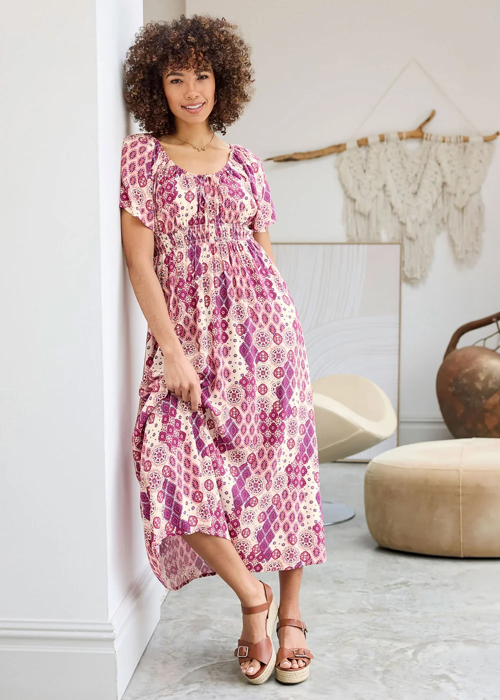 Cotton Traders Ecru Printed Maxi Dress - 18 Image 2