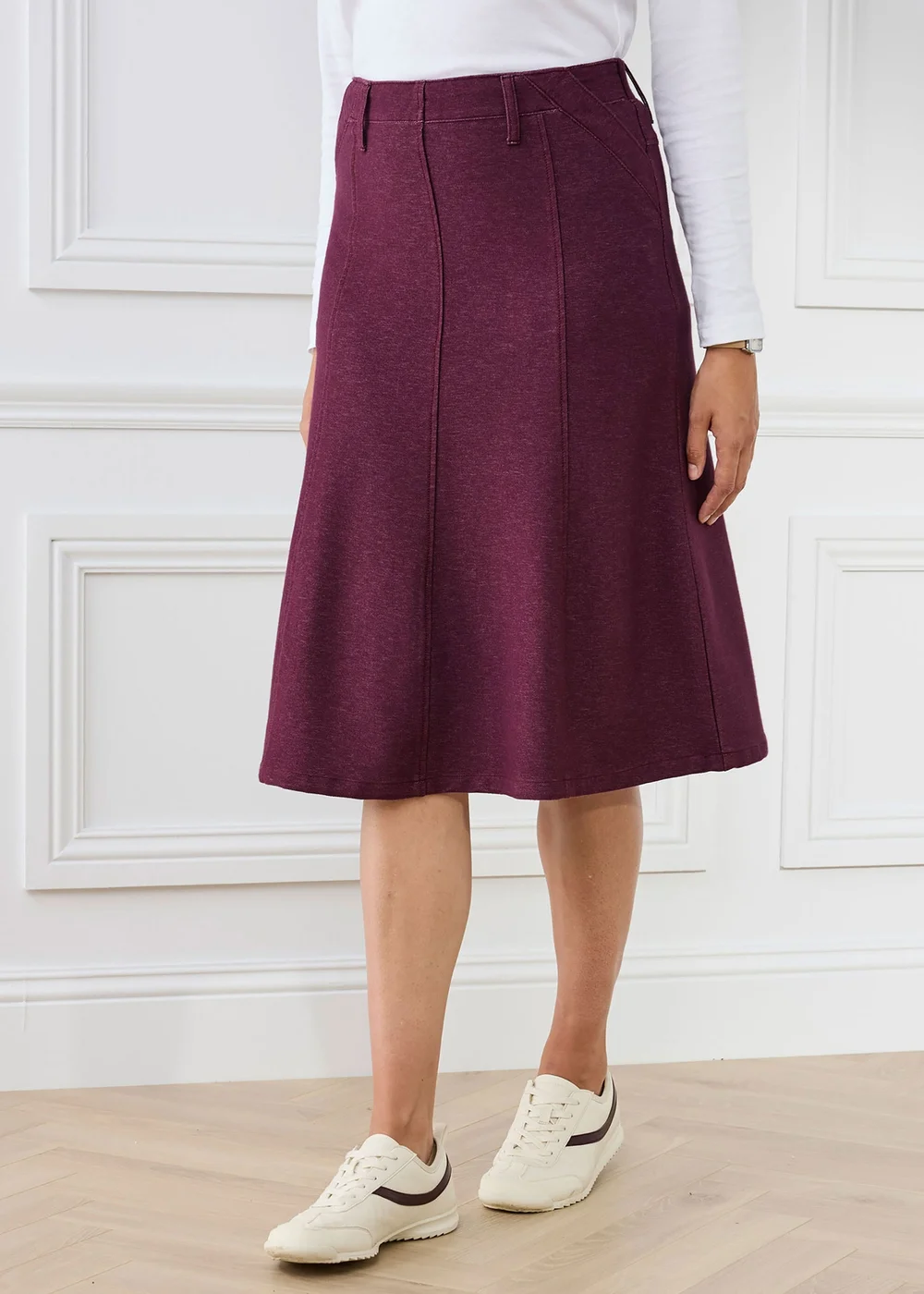 Cotton Traders Mulberry Jersey Denim Pull-On Midi Skirt - 8 Image 2