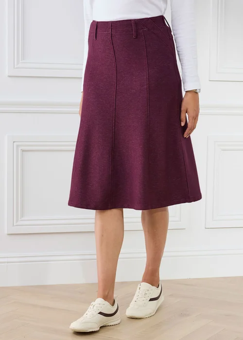Cotton Traders Mulberry Jersey Denim Pull-On Midi Skirt - 8 Image 2