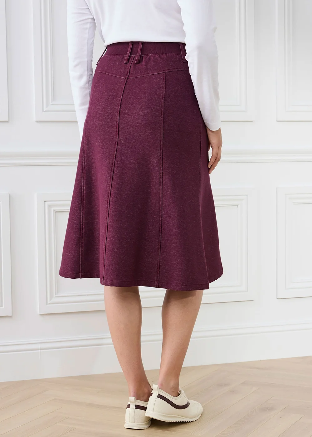 Cotton Traders Mulberry Jersey Denim Pull-On Midi Skirt - 8 Image 3