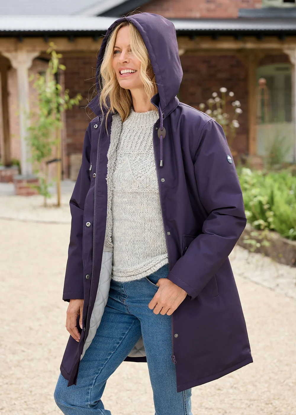 Cotton Traders Blackcurrant All Weather Fleece Lined Waterproof Coat - 8 Image 1