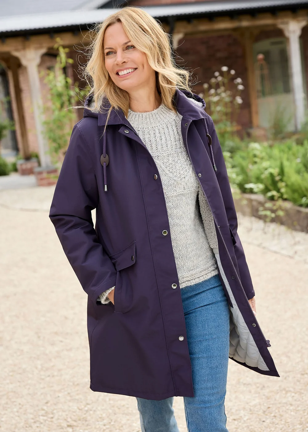 Cotton Traders Blackcurrant All Weather Fleece Lined Waterproof Coat - 8 Image 2